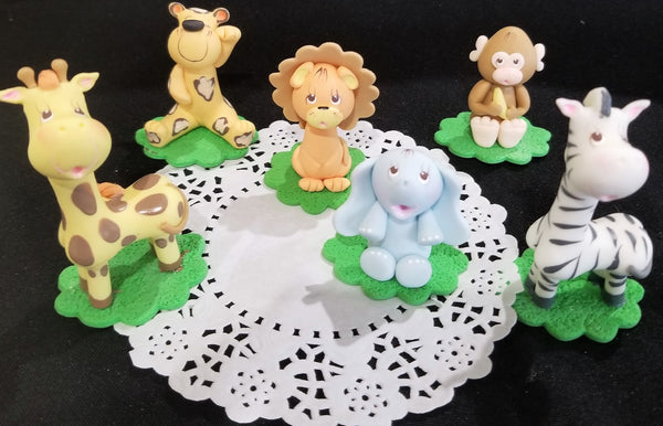 Safari Birthday Decorations Jungle Animals Cake Toppers Giraffe Elephant Monkey Lion Tiger Zebra - Cake Toppers Boutique