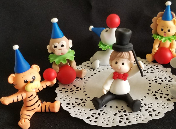 Circus Cake Toppers, Circus Birthday Party, Big Red Top Circus Decorations 6 pcs - Cake Toppers Boutique
