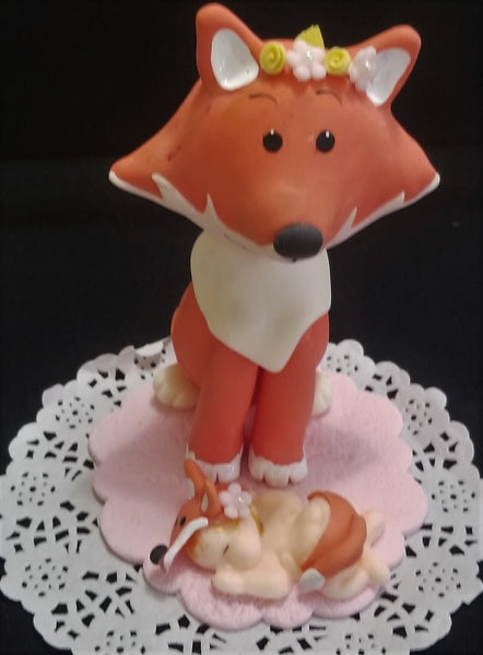 Woodland Cake Toppers Forest Cake Decorations Fox Baby Shower Cake Topper 2 pcs - Cake Toppers Boutique