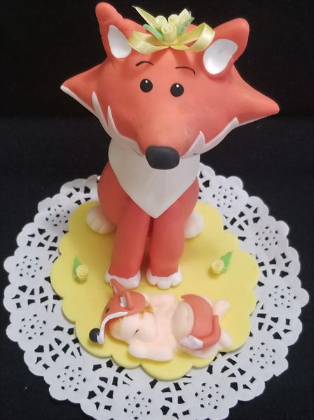Fox Cake Toppers Forest Cake Decorations Woodland Fox Baby Shower Cake Topper 2 pcs - Cake Toppers Boutique