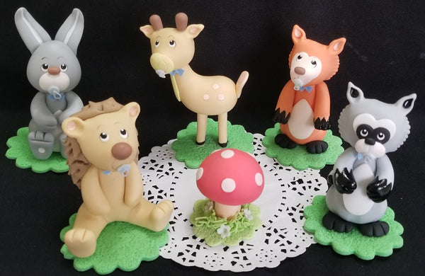 Woodland Cake Topper, Woodland Birthday Decorations, Woodland Baby Shower 6pcs - Cake Toppers Boutique