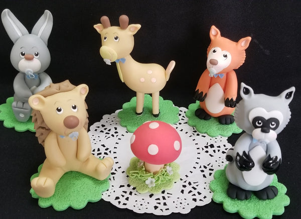 Woodland Cake Topper, Woodland Birthday Decorations, Woodland Baby Shower 6pcs - Cake Toppers Boutique