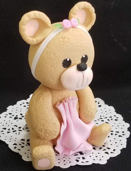 Bear Cake Topper, Teddy Bear For Cake Topper, Bear Cake Decorations, Bear in Blue or Pink - Cake Toppers Boutique