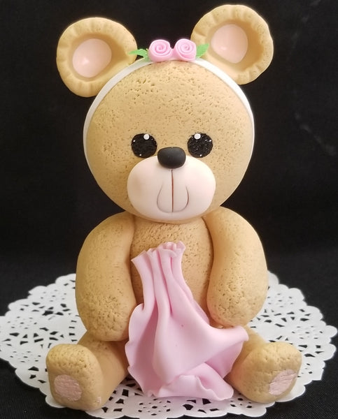 Bear Cake Topper, Teddy Bear For Cake Topper, Bear Cake Decorations, Bear in Blue or Pink - Cake Toppers Boutique