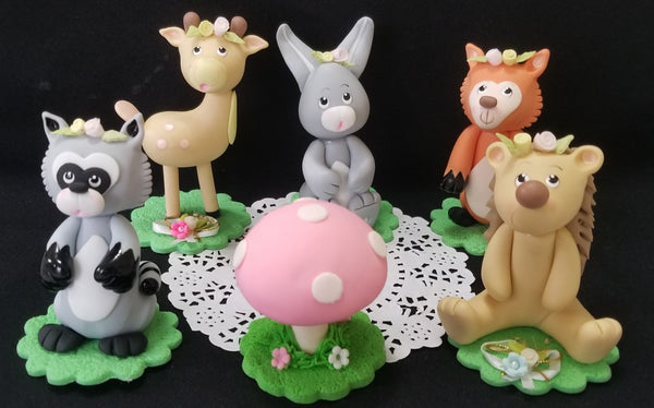 Woodland Cake Topper, Woodland Birthday Decorations, Woodland Baby Shower 6pcs - Cake Toppers Boutique