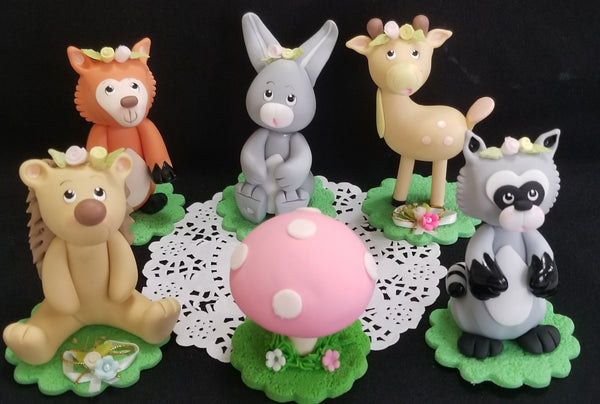 Woodland Cake Topper, Woodland Birthday Decorations, Woodland Baby Shower 6pcs - Cake Toppers Boutique