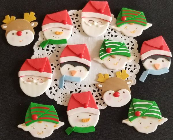 Christmas Cake Decor, Santa Cupcake Topper, Elf Cupcake Topper, Reindeer Cupcake Toppers, Kids Christmas Party - Cake Toppers Boutique