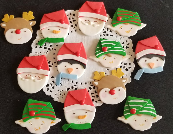 Christmas Cake Decor, Santa Cupcake Topper, Elf Cupcake Topper, Reindeer Cupcake Toppers, Kids Christmas Party - Cake Toppers Boutique