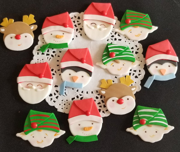 Christmas Cake Decor, Santa Cupcake Topper, Elf Cupcake Topper, Reindeer Cupcake Toppers, Kids Christmas Party - Cake Toppers Boutique