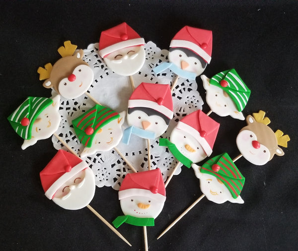 Christmas Cake Decor, Santa Cupcake Topper, Elf Cupcake Topper, Reindeer Cupcake Toppers, Kids Christmas Party - Cake Toppers Boutique