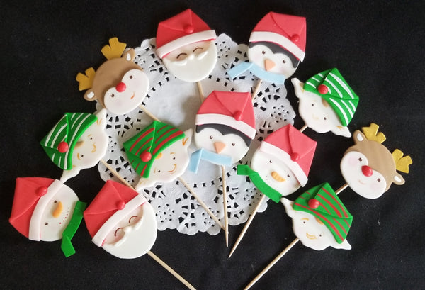 Christmas Cake Decor, Santa Cupcake Topper, Elf Cupcake Topper, Reindeer Cupcake Toppers, Kids Christmas Party - Cake Toppers Boutique