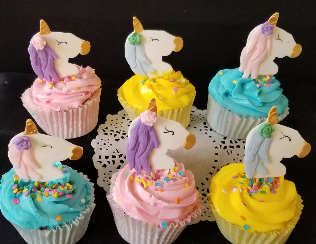 Unicorn Cupcake Toppers, Unicorn Birthday Party, Baby Shower Unicorn, Rainbow Birthday 12pcs - Cake Toppers Boutique