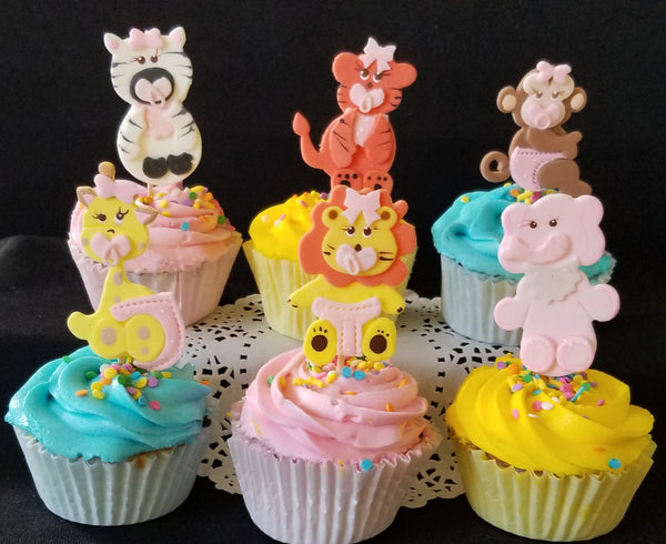 Baby Animals Decoration Zoo Animals Figurines For Jungle and Safari Decorations 12 pcs - Cake Toppers Boutique
