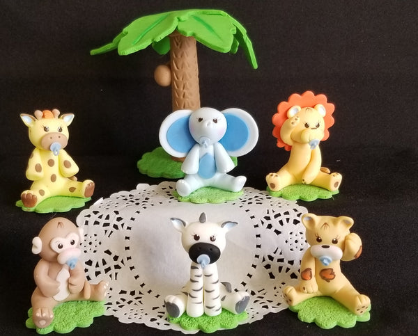 Jungle Animals Party Decorations Jungle Animals Cake Topper Safari Birthday Decorations - C T B
