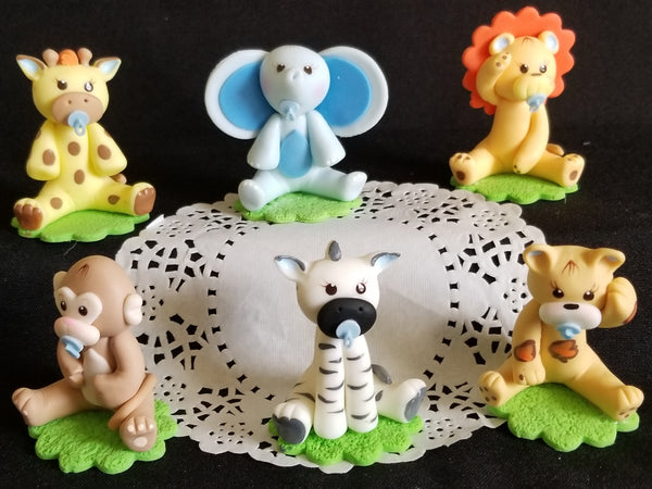 Jungle Animal Cake Decorations Safari Animals Cake Topper Elephant Lion Leopard Giraffe Zebra Monkey - Cake Toppers Boutique