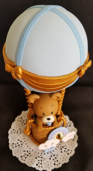 Air Balloon Bear Cake Topper and Centerpiece Decoration for Boy or Girl Showers and Birthdays