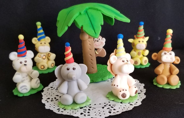 Jungle Cake Toppers Jungle Centerpieces Decor Baby Shower Cake Topper Baby Animal Cake Decorations - C T B