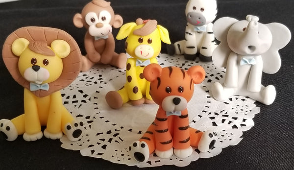 Jungle Cake Topper Girls / Boys Jungle Animals for Baby Shower and Birthdays Cake Decorations 6 pcs - C T B