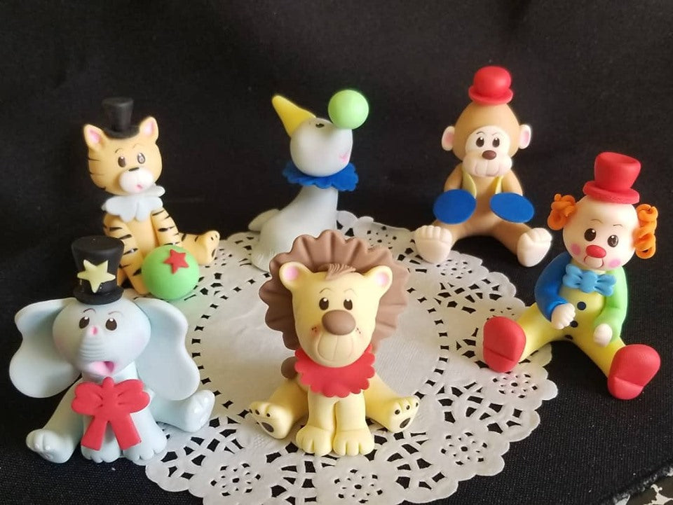 Circus Clown Cake Decoration Circus Animals Carnival Birthday Cake Topper 6 pcs - Cake Toppers Boutique
