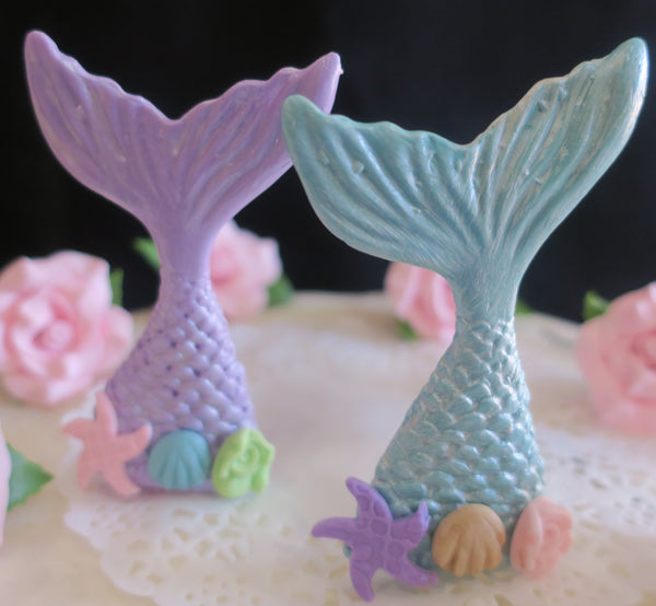 Mermaid Cake Toppers, Baby Shower Mermaid Tail Cake Decorations in Pink, Teal Blue, Gold or Lavender - Cake Toppers Boutique