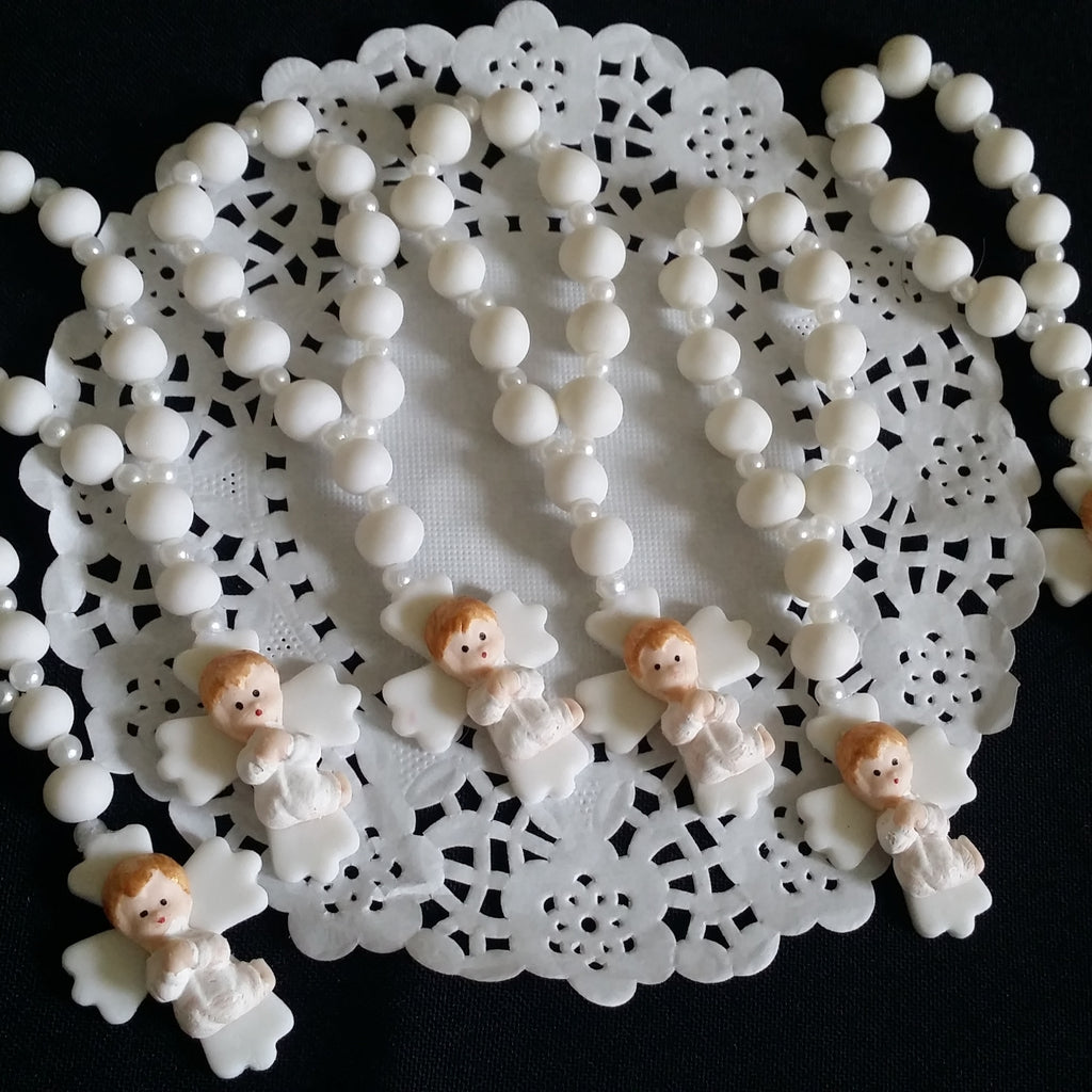 Baptism and Communion Rosary Favors Rosaries Keepsake in White, Pink or Blue Mini Rosaries 12 pcs - Cake Toppers Boutique