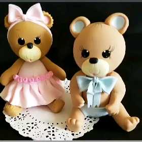 Pink Teddy Bear Cake Topper Baby Shower & Birthday Cake Decoration Baby Boy Teedy Bear - C T B