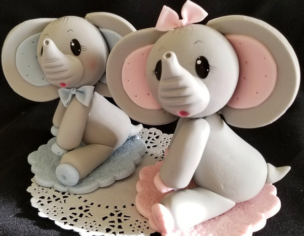 Baby Elephant Cake Topper Elephant Cake Decoration Baby Elephant in Pink Gray or Blue - C T B