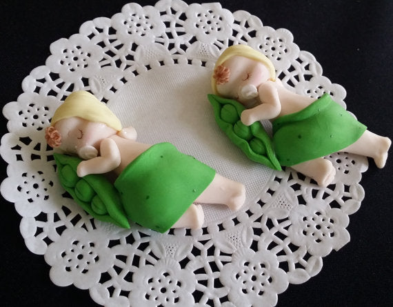 Two Peas in A Pod Twins Baby Shower Decorations Peas in a Pod Cake Topper - Cake Toppers Boutique
