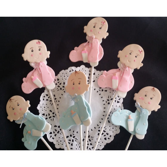 Baby Shower Centerpiece Picks Baby Shower Decoration Baby Girl or Boy Decorations 6pcs - Cake Toppers Boutique