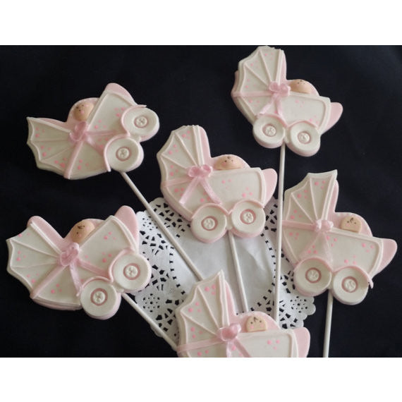Baby Shower Centerpieces Picks Carriage in Pink or Blue Baby Shower Decoration 6pcs - Cake Toppers Boutique