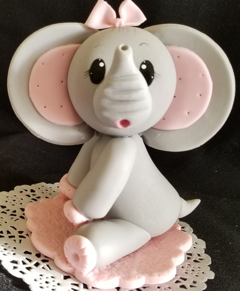 Baby Elephant Cake Topper Elephant Cake Decoration Baby Elephant in Pink Gray or Blue - C T B