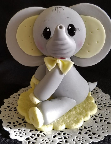 Baby Elephant Cake Topper Elephant Cake Decoration Baby Elephant in Pink Gray or Blue - C T B