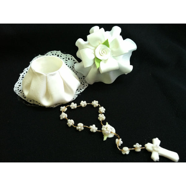 Rosary Favor, First Communion Girl, White Rosary, First Communion, Baptismal Favor, Baptism Favor, Baptism Keepsake, Baby Girl Baptism Favor - Cake Toppers Boutique