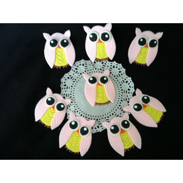 Owl Cupcakes and Cake Decorations Figurines For Birthdays and Baby Shower 12 pcs - Cake Toppers Boutique