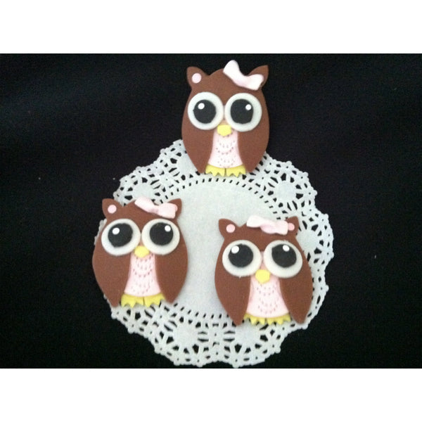 Owl Cupcakes and Cake Decorations Figurines For Birthdays and Baby Shower 12 pcs - Cake Toppers Boutique