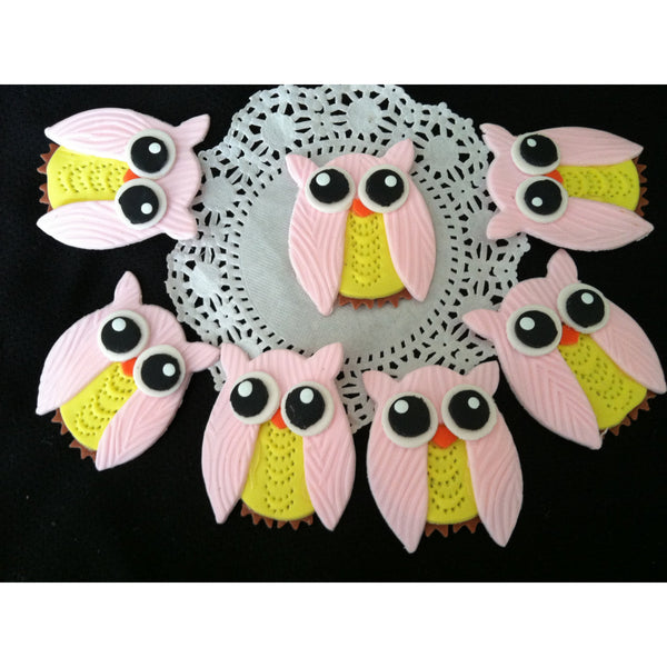 Owl Cupcakes and Cake Decorations Figurines For Birthdays and Baby Shower 12 pcs - Cake Toppers Boutique