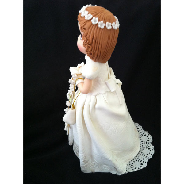 Baptism and Communion Girl on White Gown  with Rosary & Purse - Cake Toppers Boutique