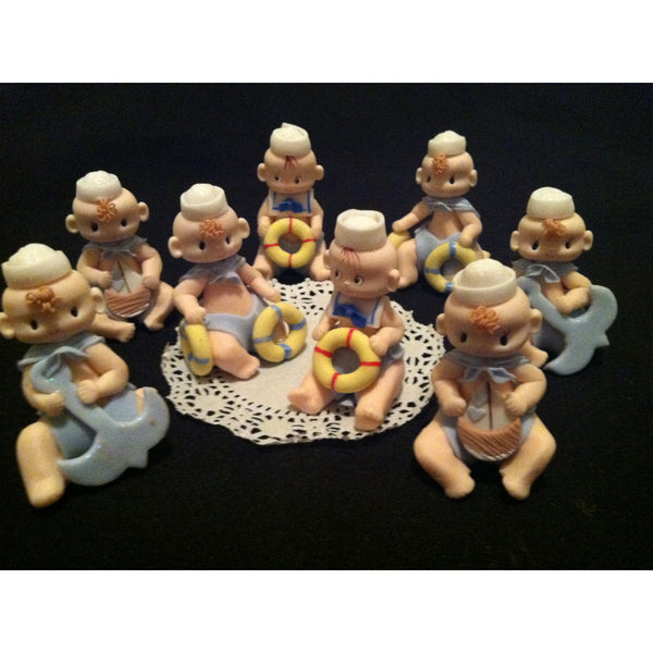 Baby Boy Sailor Cake Topper, Nautical Favors, Baby Shower Nautical Decorations 4pcs - Cake Toppers Boutique