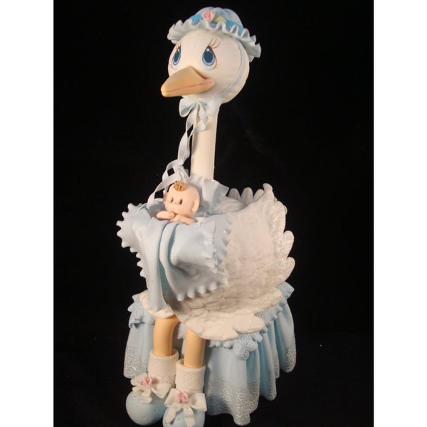 Stork with Baby Cake Topper Baby Shower Stork in Blue Pink or Yellow - Cake Toppers Boutique