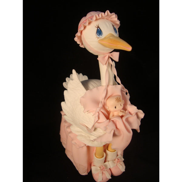 Stork with Baby Cake Topper Baby Shower Stork in Blue Pink or Yellow - Cake Toppers Boutique