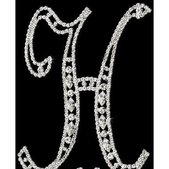 Wedding Cake Topper with Personalized Initial, 6'' Silver Rhinestone Cake Topper, Silver Monogram Letter H Topper Initial Cake Topper Silver - Cake Toppers Boutique