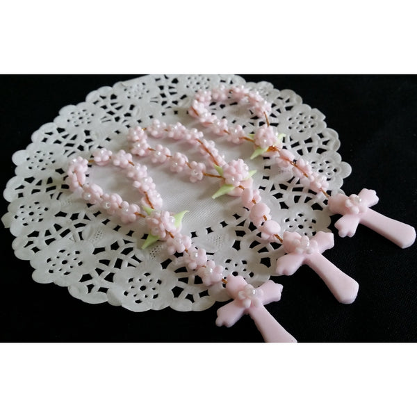 Flower Rosaries in Pink, White or Blue Baptism Rosaries Christening Keepsake 24 pcs - Cake Toppers Boutique