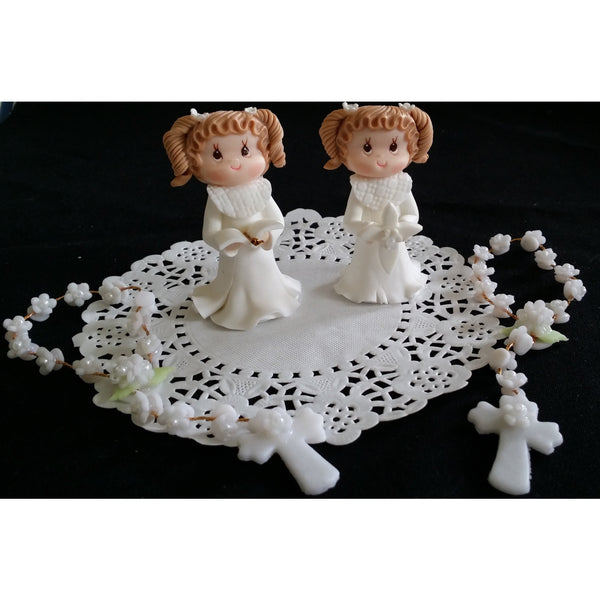 First Communion & Baptism Cake Decorations Chlid and Rosary Communion Cake Topper 2pcs - Cake Toppers Boutique