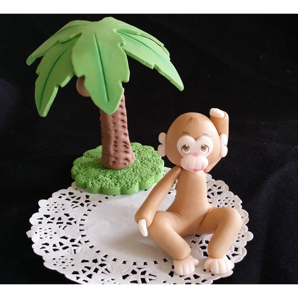 Monkey Cake Topper, Jungle Cake Decoration, Baby Monkey, Jungle Monkey Birthday Decoration - Cake Toppers Boutique