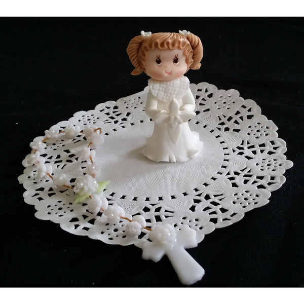 First Communion & Baptism Cake Decorations Chlid and Rosary Communion Cake Topper 2pcs - Cake Toppers Boutique