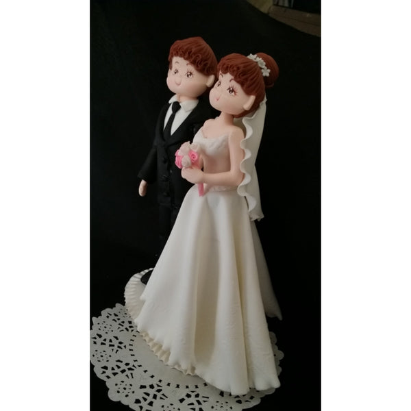 Wedding Cake Topper Bride & Groom Cake Decoration Bride on White Wedding Gown - Cake Toppers Boutique