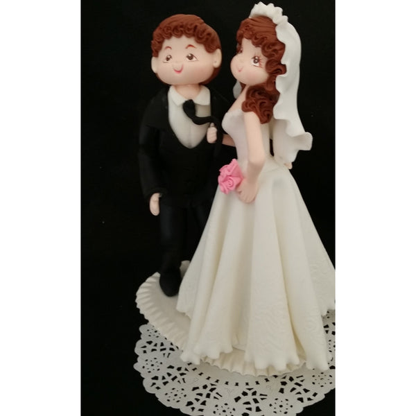 Funny Wedding Cake Topper, Bride & Groom Cake Topper, Wedding Cake Topper, Bride Pulling Groom By Tie, Wedding Cake Topper, Wedding Toppers - Cake Toppers Boutique