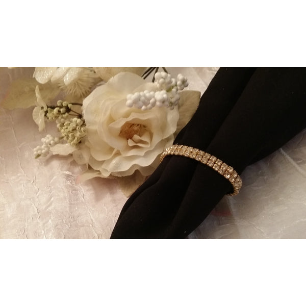 Gold Napkin Ring with Rhinestones For Wedding and Holidays Table Decorations - Cake Toppers Boutique
