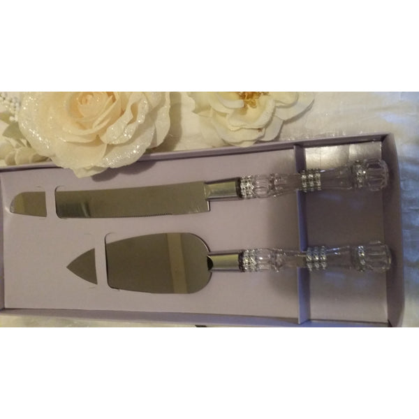 Wedding Cake Server, Weddding Knife Set, Rhinestone Wedding Cake Server, Rhinestone Cake Server, Silver Knife Rhinestone, Wedding Decoration - Cake Toppers Boutique