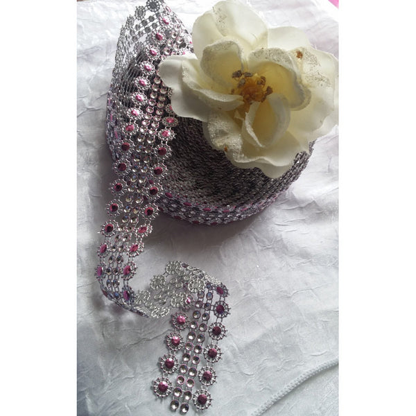 Rhinestone Trim, Wedding Rhinestone Decoration, Rhinestone Trim, Centerpieces Rhinestones, Rhinestone Silver Flower Trim, DIY Wedding Decor - Cake Toppers Boutique